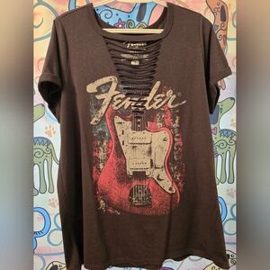 Torrid Size 1 Fender Slit Tee T-Shirt Destructed Grey